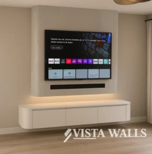 cinewall flow japandi cinewall in een woonkomer met wit meubel