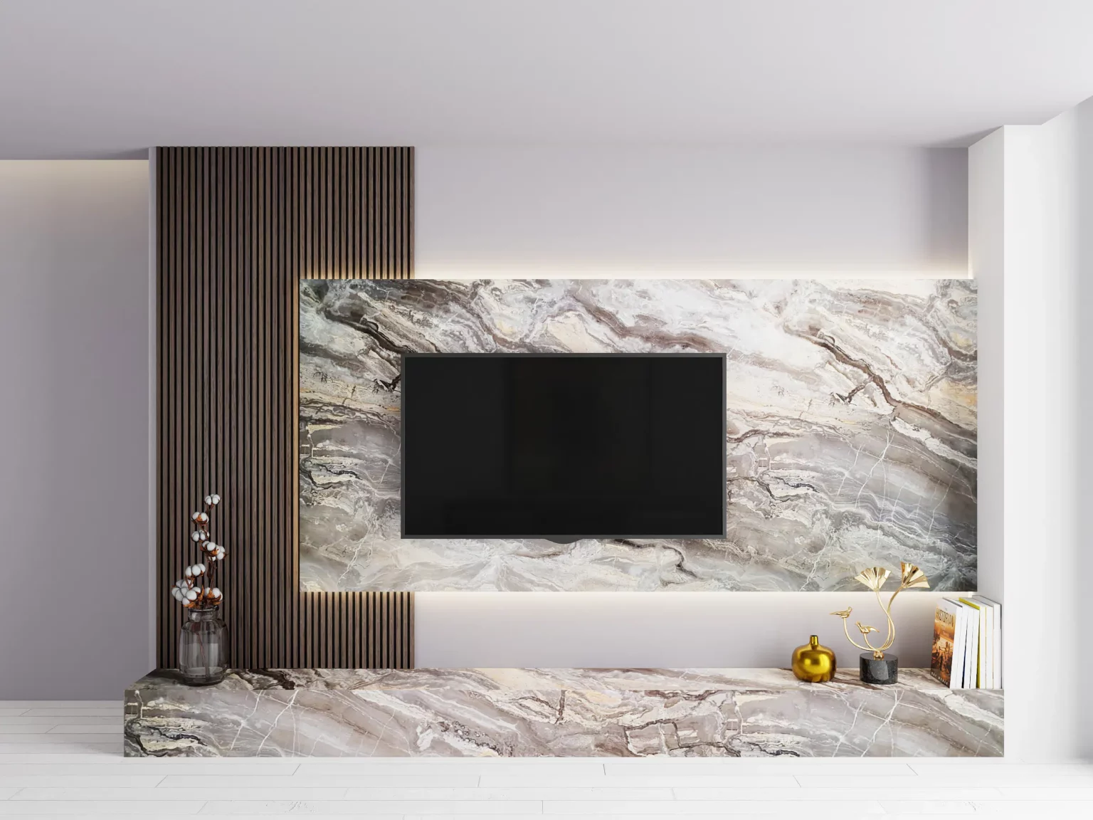 ISODECO Wandpaneel Hoogglans Onyx Arabesque op een cinewall