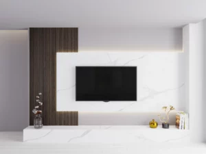 ISODECO Douchepanelen Hoogglans Goud Beige Wit Calacatta op een cinewall