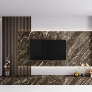 ISODECO SPC Wandpaneel Rosseta Stone Mat Zwart op een cinewall