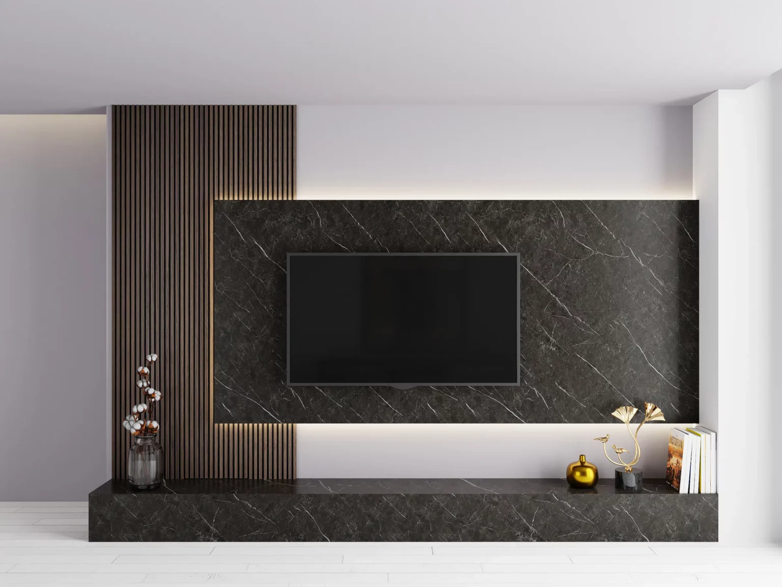 ISODECO SPC Wandpaneel Black Trevore Mat Zwart op een cinewall
