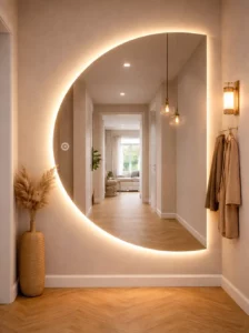 halve maand spiegel met led verlichting