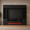 Afmetingen van de visgraat cinewall met elektrische sfeerhaard – 280 cm breed en 240 cm hoog.