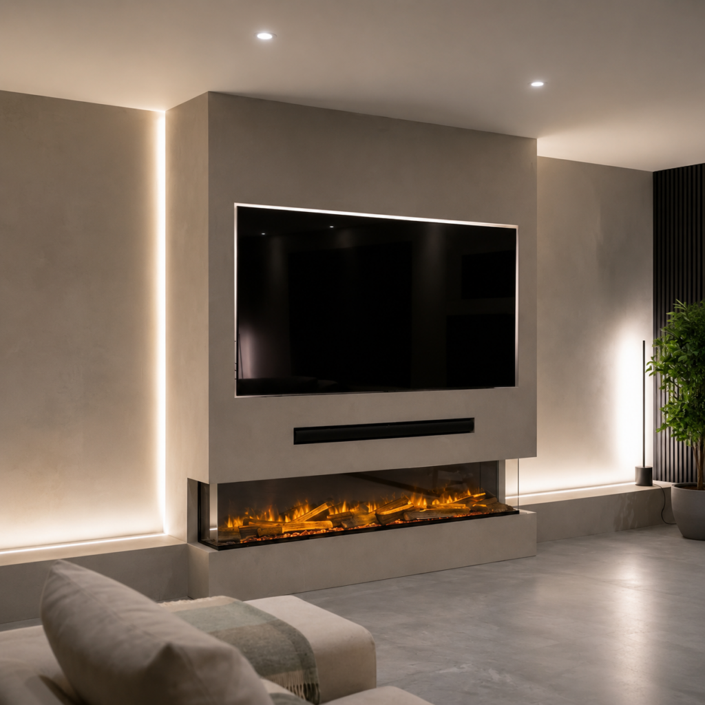 Cinewall op Maat – Luxe Wandmeubel met Haard & TV Vistawalls