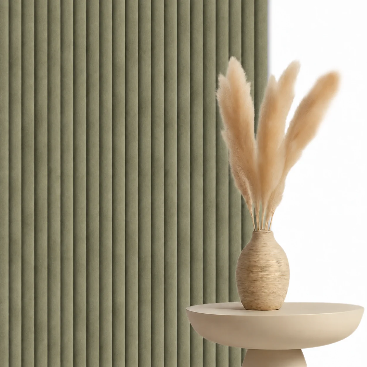 Akoestische Brushed Suede Solid Panelen Olijfgroen 280 x 60 cm