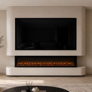 Cinewall Elara Curve met ronde vormen en elektrische haard