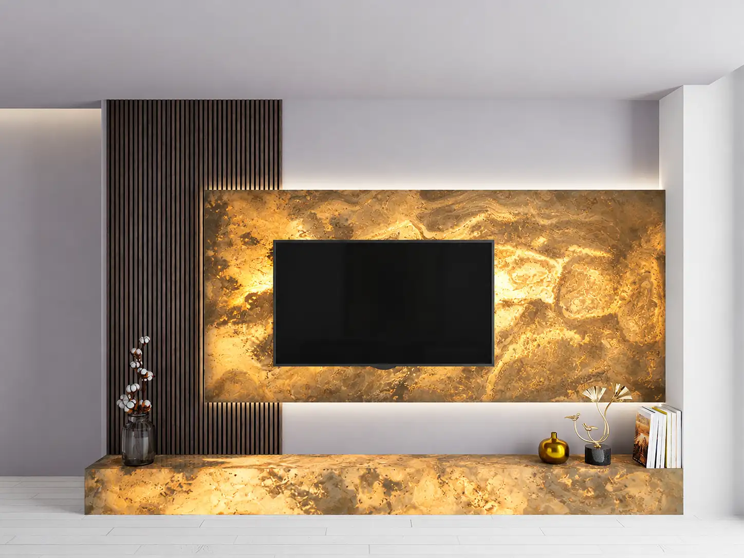 Lichtdoorlatend natuursteen wandpaneel Lente Rustiek cinewall