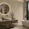 SPC beton ciré wandpaneel champagne goud in badkamer