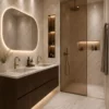SPC wandpaneel Taj Mahal met luxe beige marmerlook in badkamer